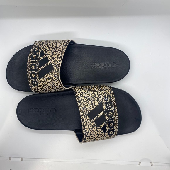 Adidas Adilette Comfort Slides black white unisex womens sz 6 - Picture 4 of 7